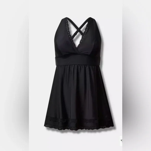 off the shoulder dress black ShapeSolver Women's Halter Swim Dress main image 0